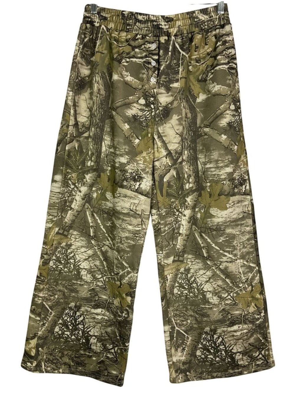 Fancy Brand Camo Wide Leg Pants Large/XL Forest Tree Bark Print Relaxed Loungewe